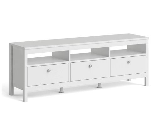 FTG Madrid White 3 Drawer TV Unit