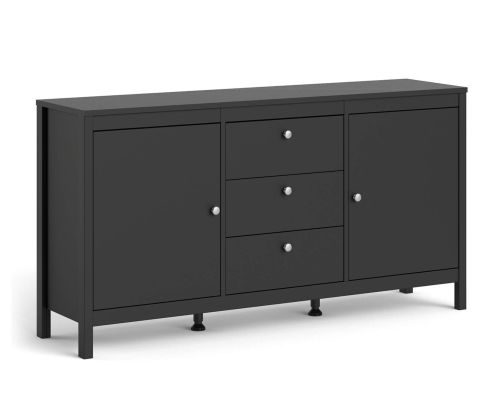 FTG Madrid Matt Black 2 Door 3 Drawer Sideboard