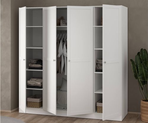 Brande White Wardrobe with 4 Frame Doors 