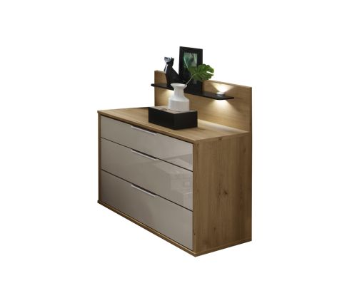 Wiemann Vip Monaco 4000 Glass Champagne 3 Drawer Bedside Cabinet – W60cm