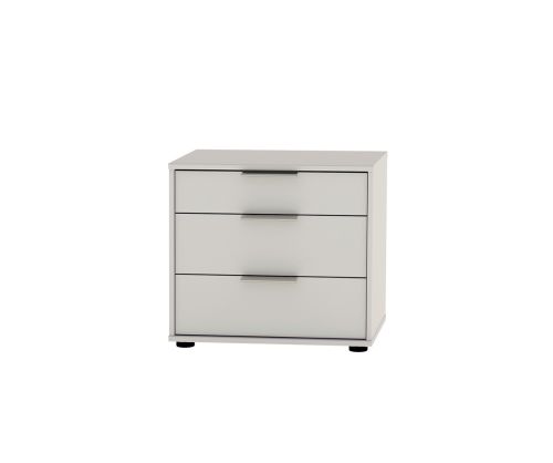 Wiemann Vip Monaco 4000 Glass White 3 Drawer Bedside Cabinet – W60cm
