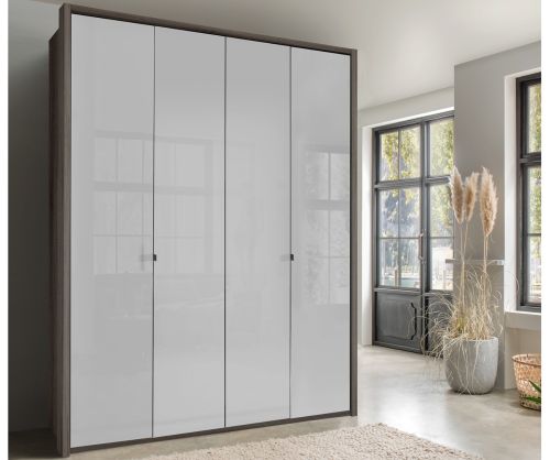 Wiemann Tampa Glass White 4 Door Hinged Wardrobe
