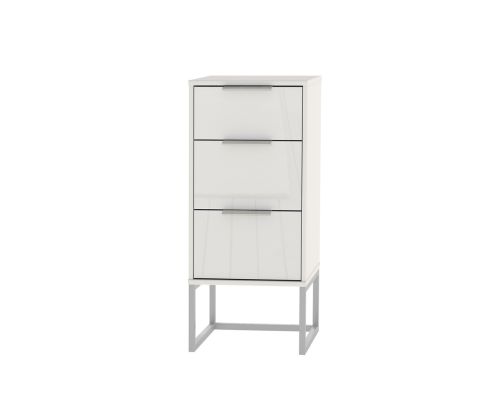 Wiemann Vip Monaco 4000 Glass White 3 Drawer Bedside Cabinet – W40cm