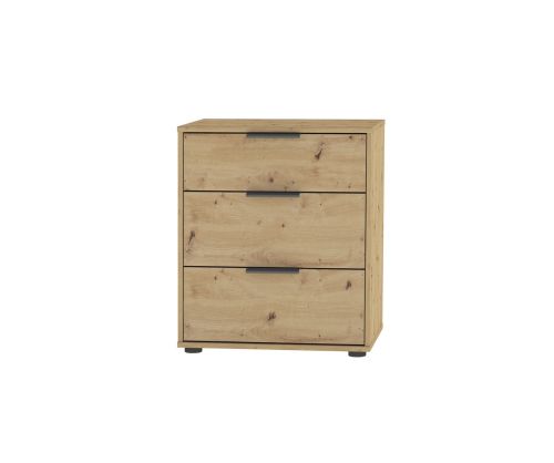 Wiemann Vip Monaco 4000 Bianco Oak 3 Drawer Bedside Cabinet – W60cm