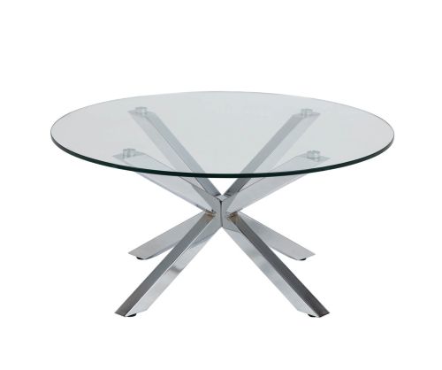 Heaven Glass Top Round Coffee Table with Chrome Legs 