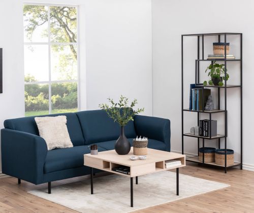Seaford Tall Black Metal Bookcase with 5 Oak Shelves