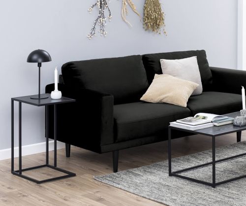 Seaford Black Metal Side Table with Black Top