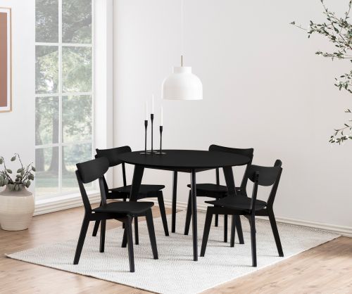 Roxby Black Round Dining Table(W105)