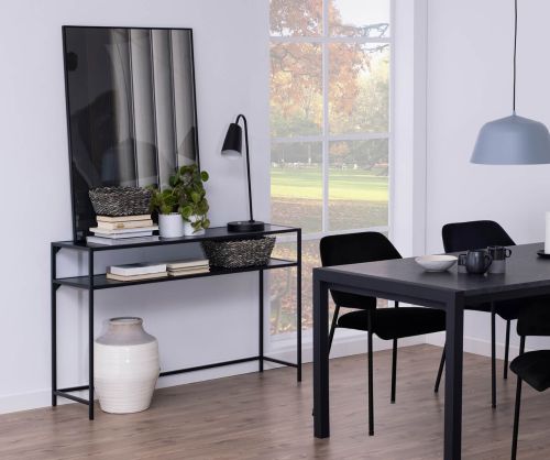 Seaford Black Metal Console Table with Black Top
