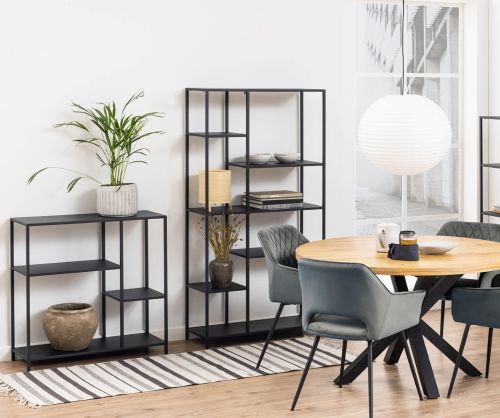 Newcastle Matt Black 3 Shelves Asymmetrical Bookcase 