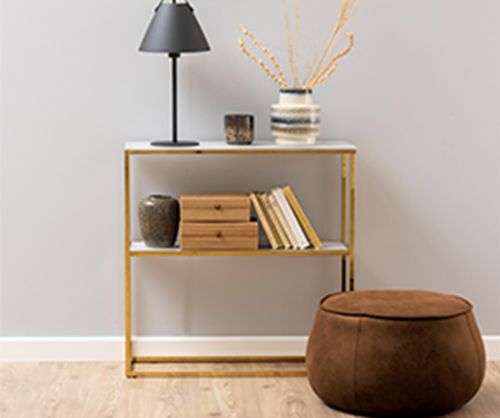 Alisma Console Table with Marble Effect Top And Gold Legs