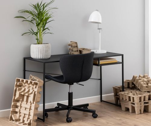 Newcastle Matt Black Open Shelf Office Desk 