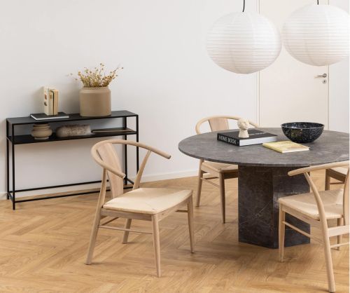Newcastle Matt Black Console Table with Open Shelf 