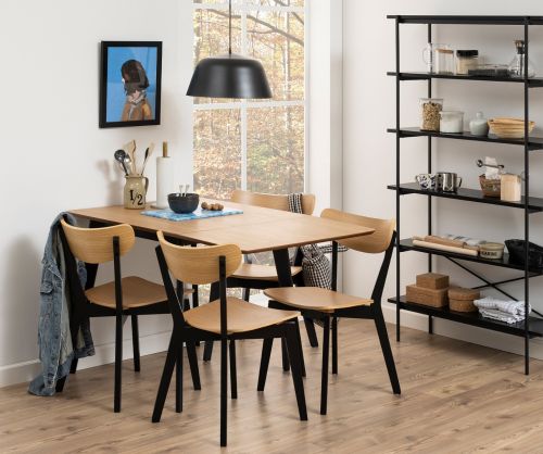 Roxby Oak And Black Extending Dining Table 
