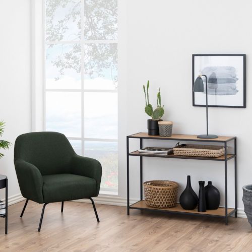 Seaford Black and Oak Console Table With 2 Shelves(W100)