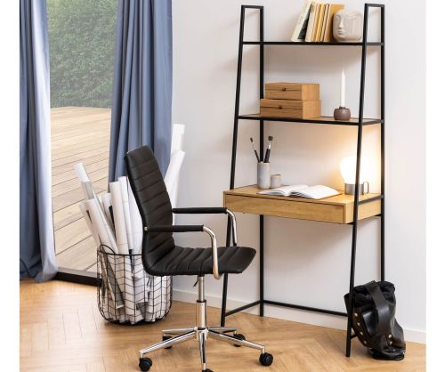 Seaford Black and Oak Bookcase with 1 Drawer 