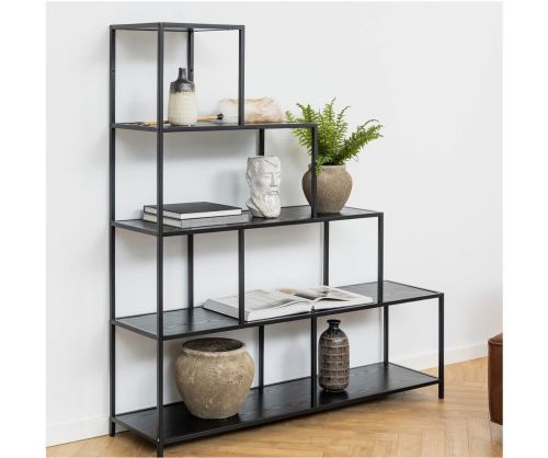 Seaford Black Bookcase with 4 Shelves and 1 Drawer 