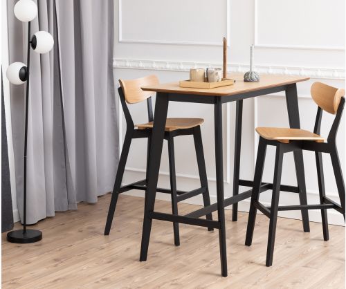 Roxby Black and Oak Bar Stool Set of 2