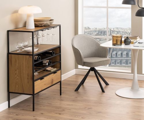 Seaford Black and Oak Cabinet 