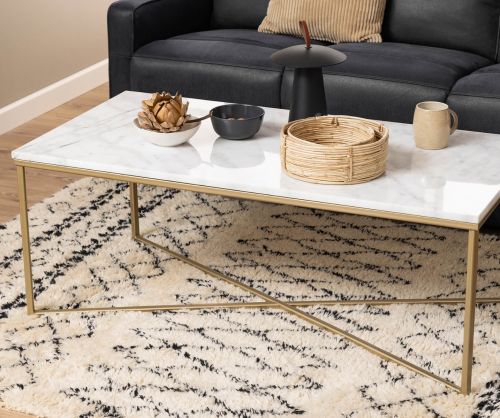Alisma Coffee Table with White Marble Effect Top