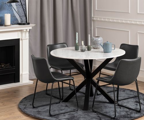 Heaven Round Dining Table with White Polished Marble Top
