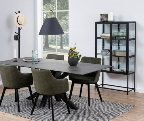 Seaford Black 2 Glass Door Display Cabinet 