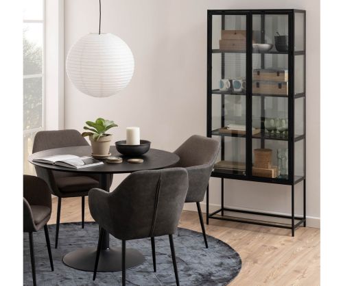 Seaford Tall Black Metal 2 Door Display Cabinet