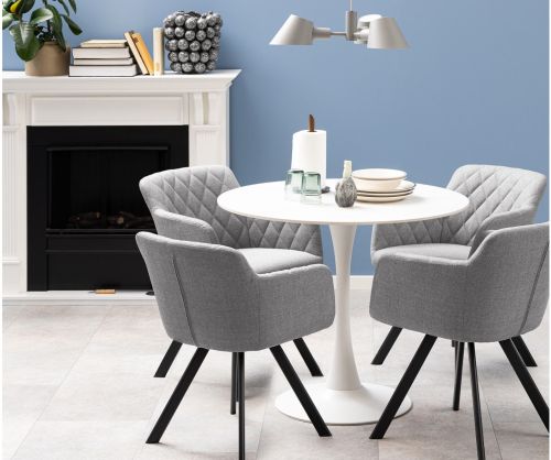 Malta White Ceramic Round Dining Table 