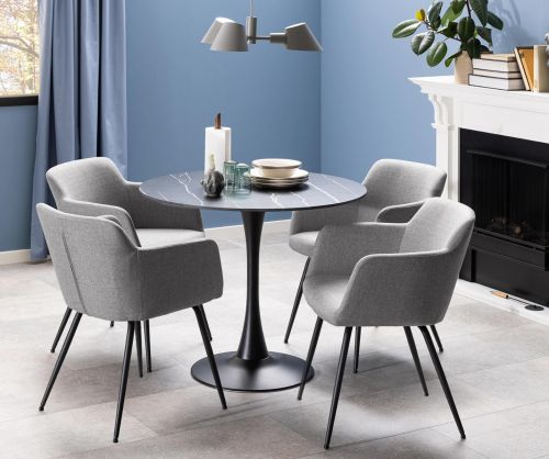 Malta Black Ceramic Round Dining Table 