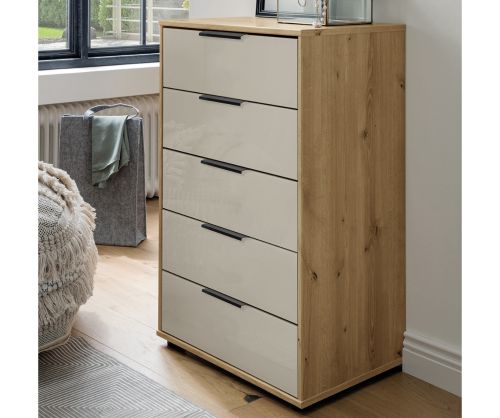 Wiemann Vip Monaco 4000 Glass Champagne 5 Drawer Chest