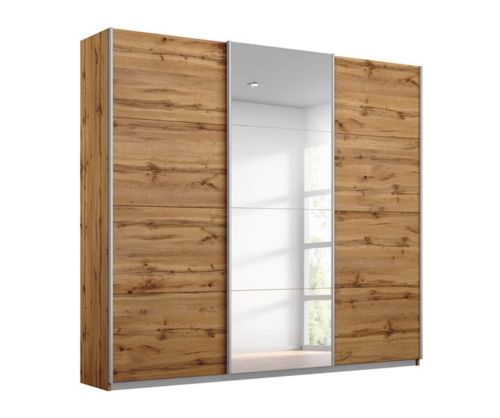 Rauch Kulmbach 3 Sliding Door 1 Mirror Wardrobe with Carcase Colour Handle Strips(W203cm)