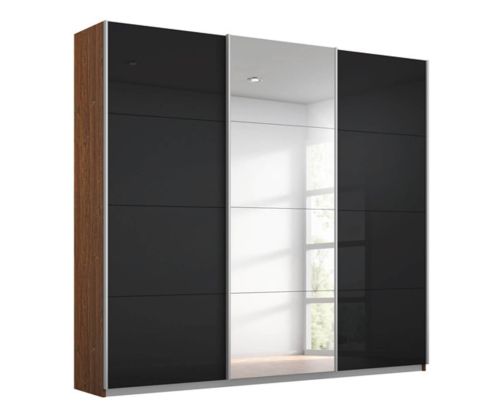 Rauch Kulmbach Basalt Glass Front 3 Sliding 1 Glass Door Wardrobe with Chrome Colour Handle Strips(W271cm)