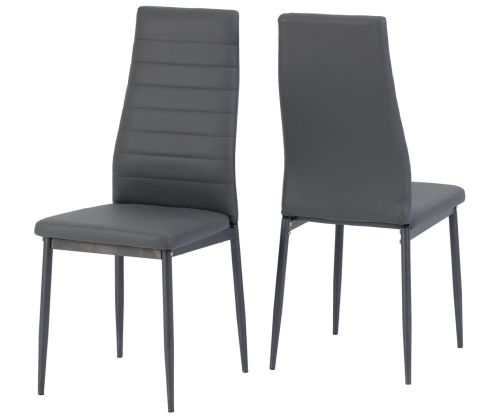 Seconique Furniture Abbey Grey Faux Leather Dining Chair in Pair