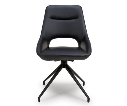 Furniture Link Ace Black Swivel Dining Chair in Pair