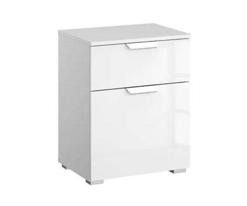 Rauch Aditio 1 Door 1 Drawer Bedside Table with Glass Silk Grey Front