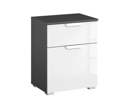 Rauch Aditio 1 Door 1 Drawer Bedside Table with Metallic Grey Front