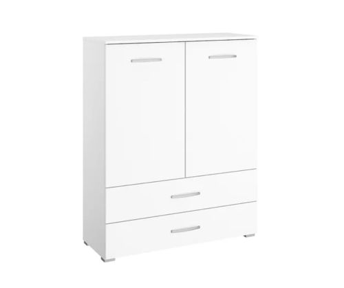Rauch Aditio 2 Door 2 Drawer Chest with Glass Silk Grey Front