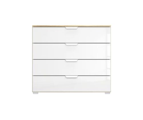 Rauch Aditio 4 Drawer Chest with Glass White Front - W 93cm