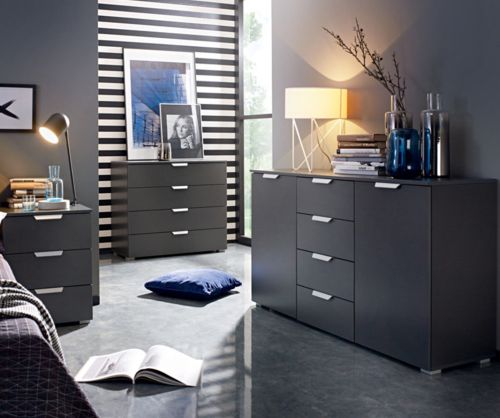 Rauch Modern Aditio Alpine White Carcase with White Glass Wide 3 Drawer Chest