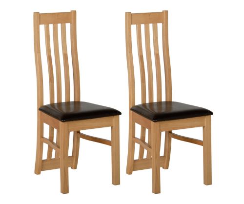 Seconique Ainsley Brown Faux Leather Dining Chair in Pair