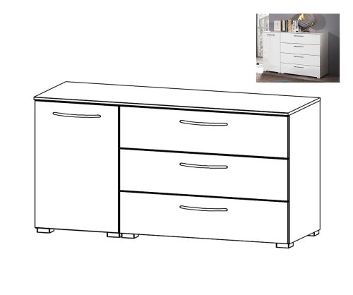 Rauch Aldono Sonoma Oak Carcase 1 Left Door 3 Drawer Chest- W 120cm