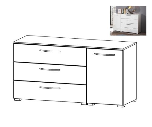 Rauch Aldono Alpine White Carcase 1 Right Door 3 Drawer Chest- W 120cm