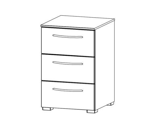 Rauch Aldono Graphite Carcase with White High Polish 3 Drawer Bedside Table- W 50cm