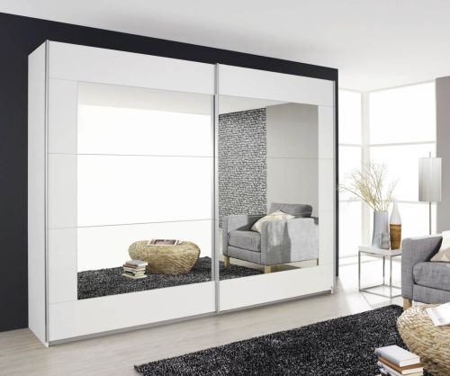 Rauch Alegro Silk Grey Carcase with Alpine White Front 2 Sliding Mirror Door Wardrobe (W271cm)