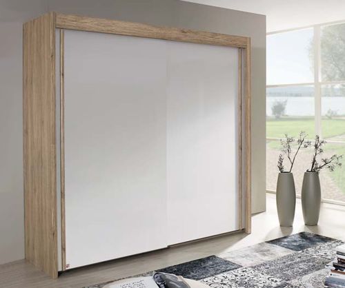 Rauch Amalfi Sonoma Oak Colour Carcase with Silk Grey Front 2 Sliding Door Wardrobe