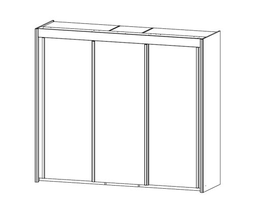 Rauch Amalfi Silk Grey Carcase with Silk Grey Front 3 Sliding Door Wardrobe (H-197cm, W-225cm)