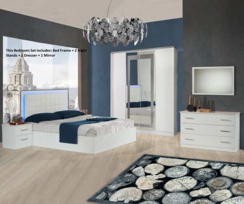 Ben Company Ambra White Finish Italian Bedroom Set