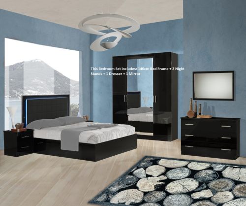 Ben Company Ambra Black Finish Italian Bedroom Set