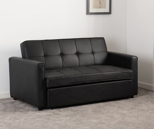 Seconique Furniture Astoria Black Leather Sofa Bed  