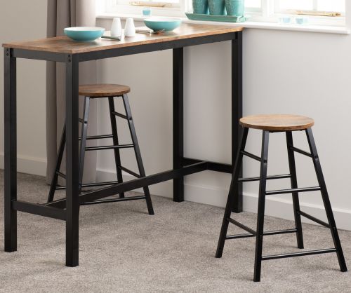 Seconique Furniture Athens Acacia Effect And Black Breakfast Bar Set  